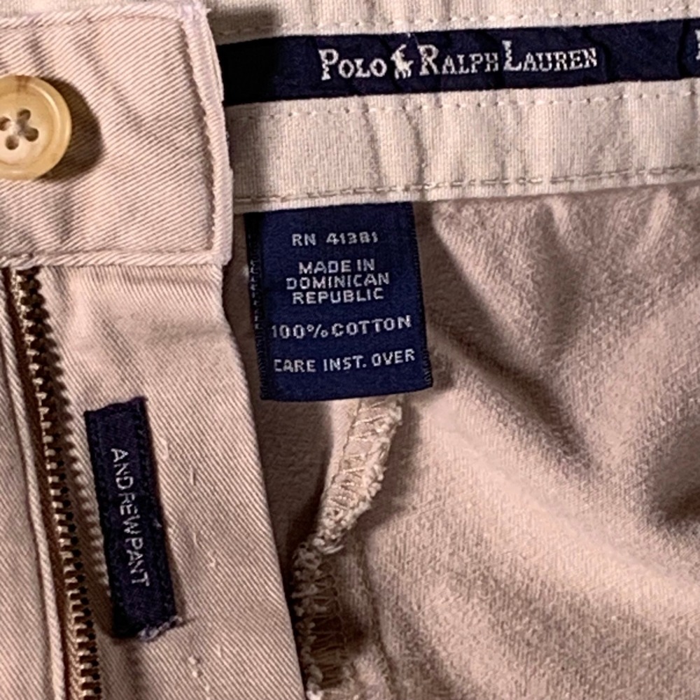 Polo Ralph Lauren Andrew Pant Mens 38x27 Pleated Chino Khaki Tan Cotton Trousers - Picture 8 of 11